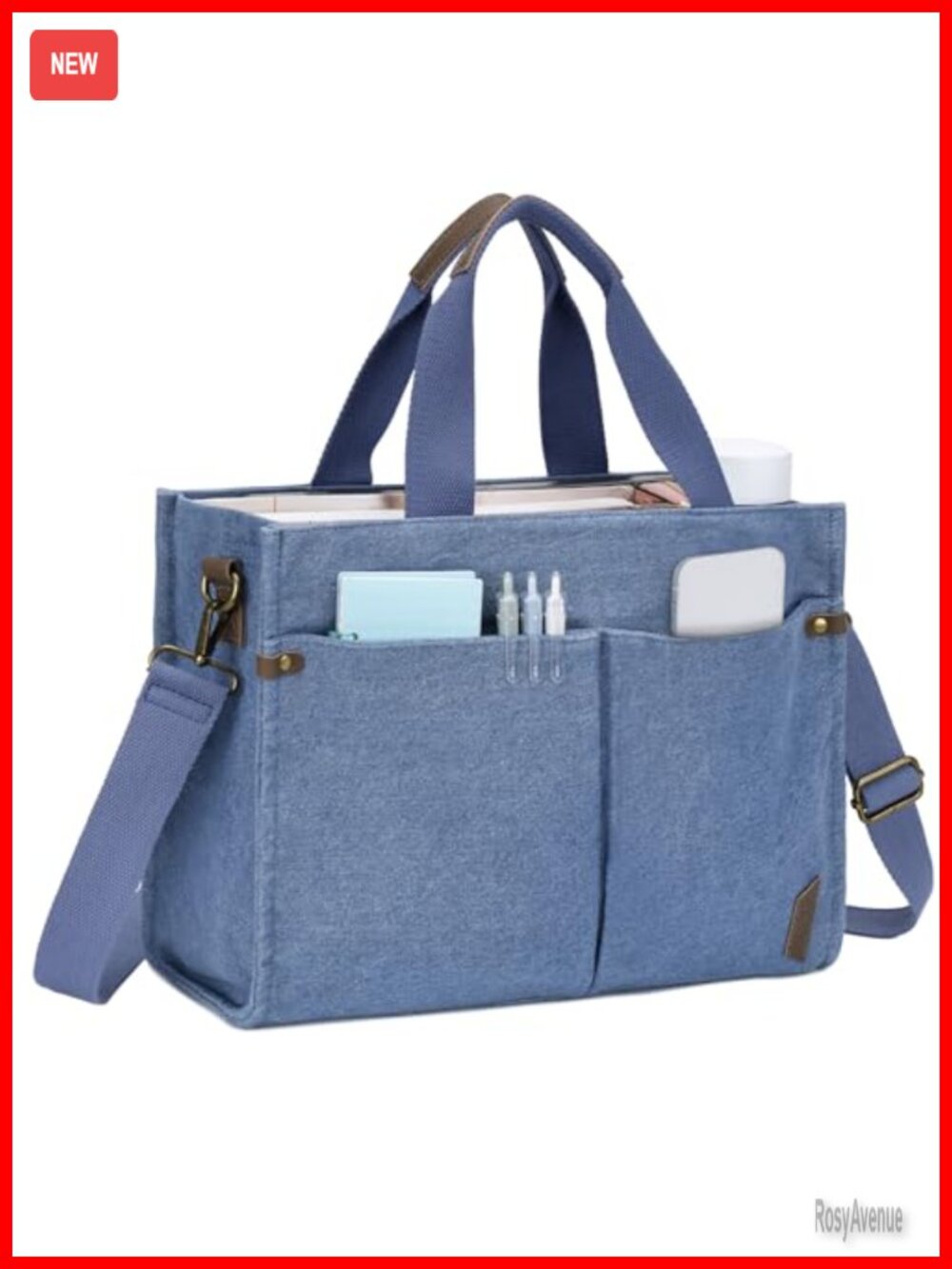 Canvas Tote Bag Satchel Crossbody Shoulder Bag Vegan Leather Handles